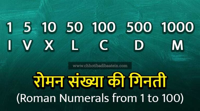 Roman Counting 1 To 100 In Hindi