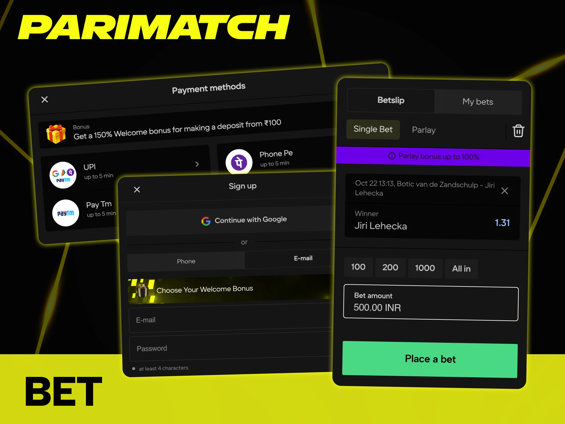 Placing bets on tennis is easy at Parimatch platform.