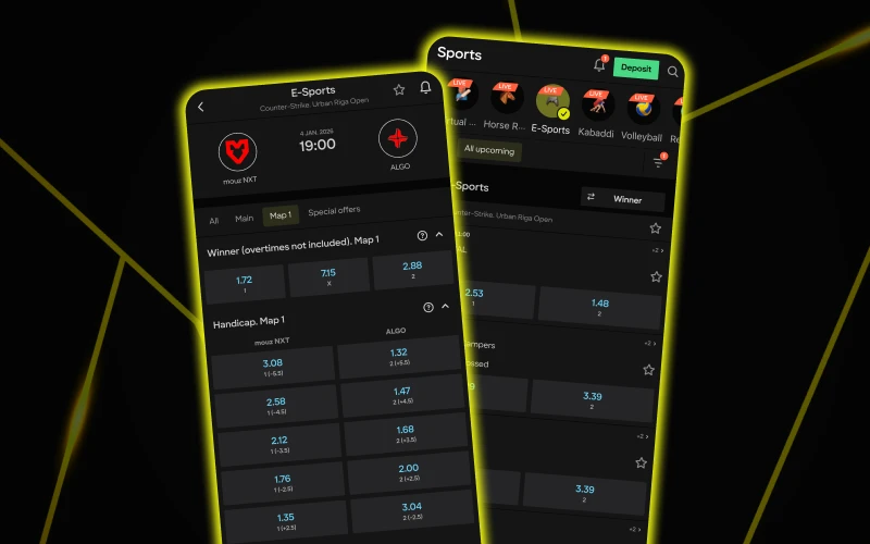 Try eSports betting on Android and iOS with Parimatch app.