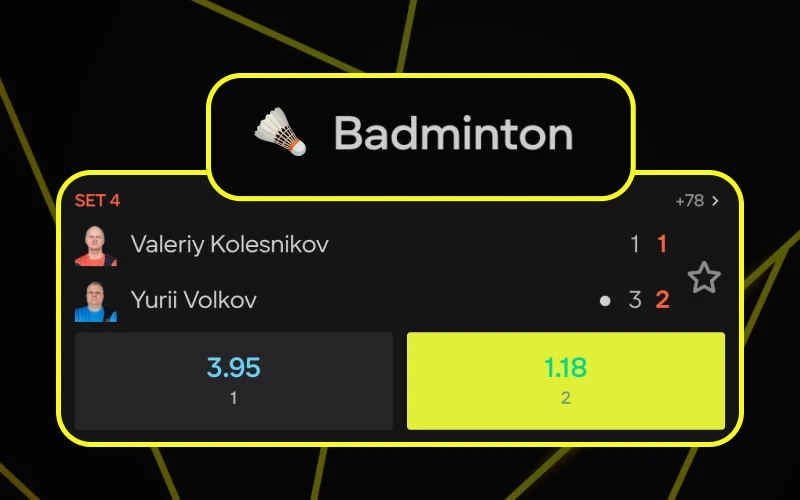 Bet on badminton matches with top odds on Parimatch today.