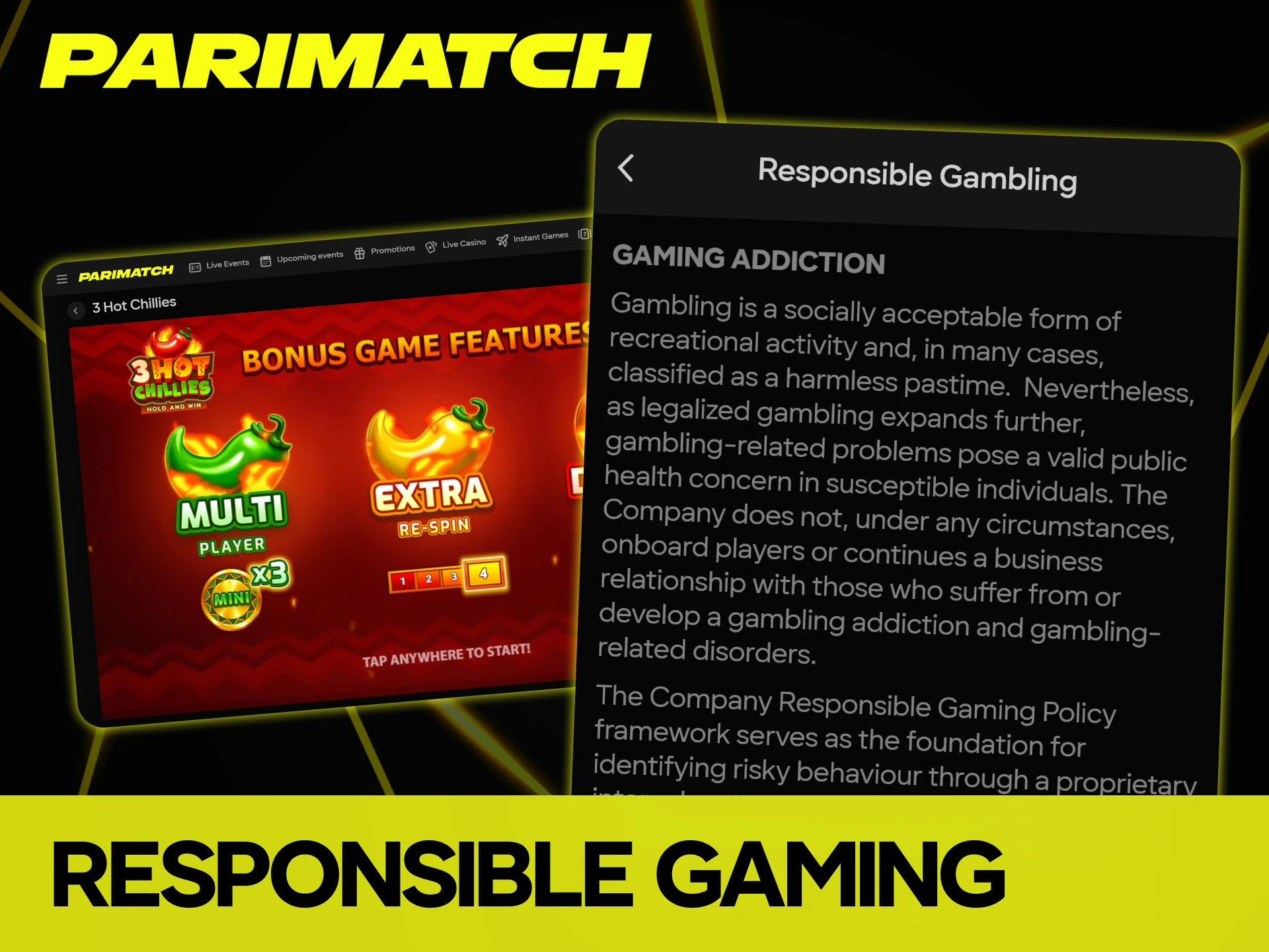 Read the responsible gaming guidelines to play 3 Hot Chillies safely at Parimatch.