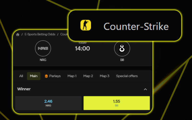 Bet on live Counter-Strike 2 matches with competitive odds at Parimatch.